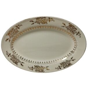 Edwin Knowles China Company Oval Platter Hostess 22 Karat Gold Trim US Made SEE